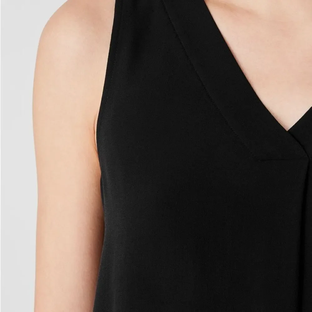 Eileen Fisher Silk Georgette Crepe V-Neck Dress XS - Picture 8 of 8